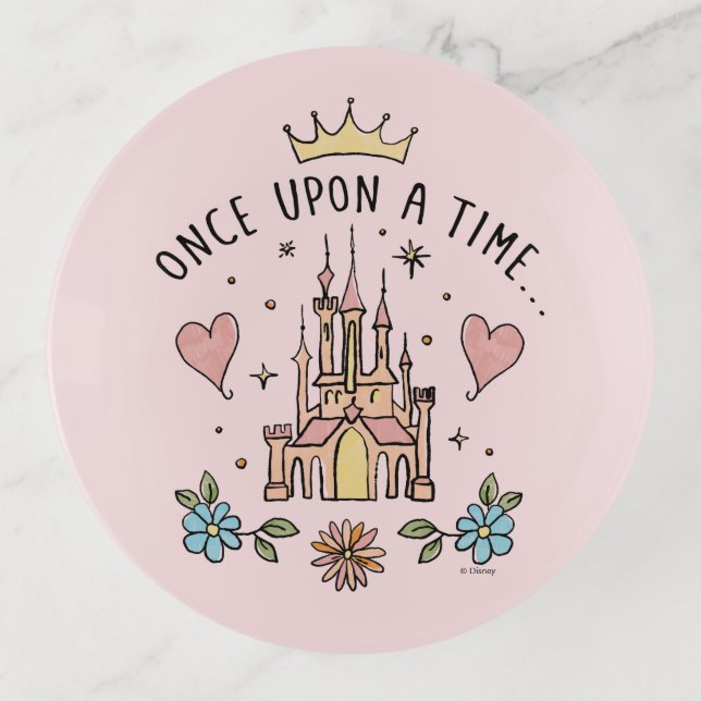 "Once Upon A Time" Hand Drawn Princess Castle Trinket Tray (Front)