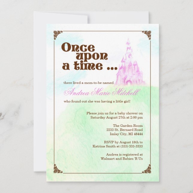 Once Upon a Time Invitation - Pink (Front)