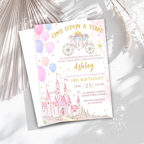 Once Upon a Time Magical Princess Castle Birthday Invitation