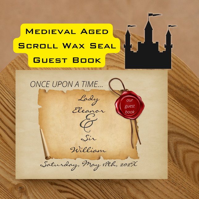 Once Upon A Time Medieval Aged Scroll Wax Seal Guest Book (Medieval Aged Scroll Wax Seal Guest Book)
