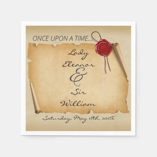 Once Upon A Time Medieval Aged Scroll Wax Seal Napkins (Front)