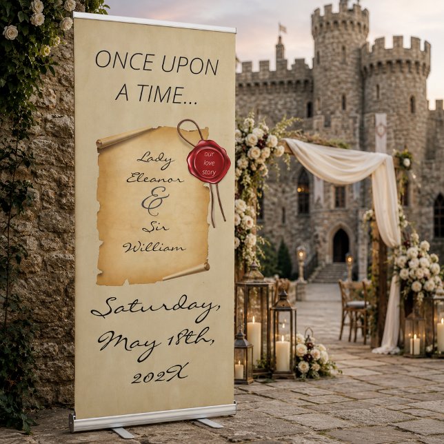 Once Upon A Time Medieval Aged Scroll Wax Seal Retractable Banner (Creator Uploaded)