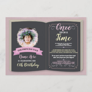 Once Upon A Time Photo Birthday Tale Story Book Invitation