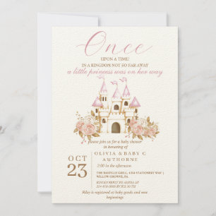 Once upon a time Pink Castle Princess Baby Shower Invitation