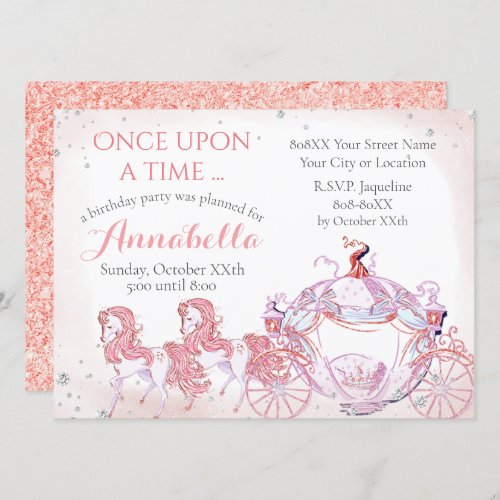 Once Upon a Time Pink Cinderella Fairy Tale Invitation