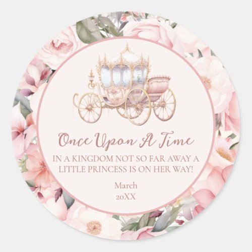 Once Upon a Time Pink Princess Baby Shower Classic Round Sticker