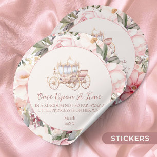 Once Upon a Time Pink Princess Baby Shower Classic Round Sticker