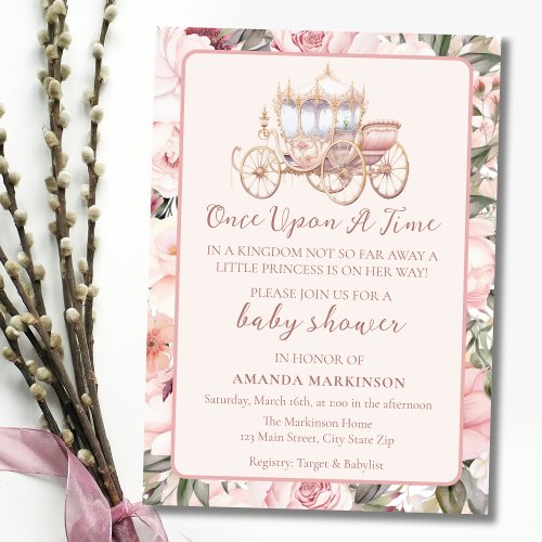 Once Upon a Time Pink Princess Baby Shower Invitation