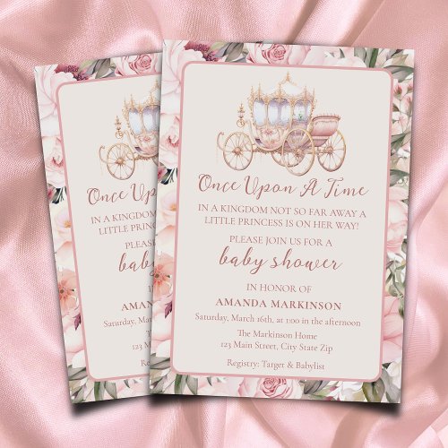 Once Upon a Time Pink Princess Baby Shower Invitation