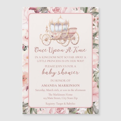 Once Upon a Time Pink Princess Baby Shower Magnetic Invitation