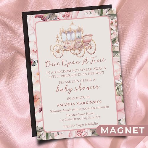 Once Upon a Time Pink Princess Baby Shower Magnetic Invitation