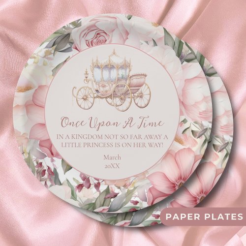 Once Upon a Time Pink Princess Baby Shower Paper Plates