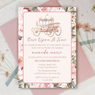 Once Upon a Time Pink Princess Birthday Invitation