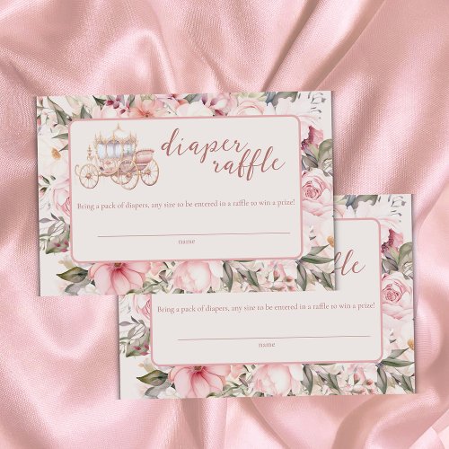 Once Upon a Time Pink Princess Diaper Raffle Enclosure Card