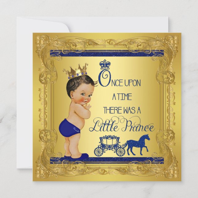 Once Upon a Time Prince Ethnic Baby Boy Shower Invitation (Front)