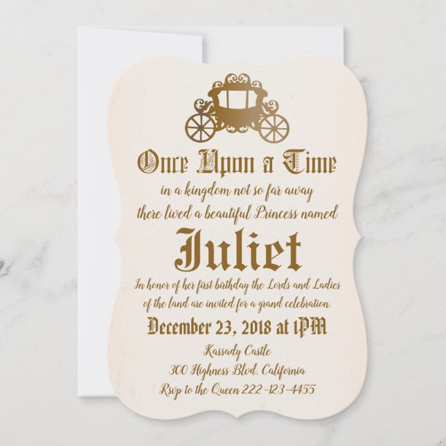 Once Upon a Time - Princes Invitation (Front)