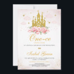 Once Upon a Time Princess 1st Birthday Invitation<br><div class="desc">Celebrate your little princess’s special day with this Once Upon a Time Princess 1st Birthday Invitation! Featuring a golden castle, delicate pink florals, and dreamy royal elements, this Invite is perfect for a royal first birthday celebration. Make your little one’s birthday a fairy tale come true and invite guests to...</div>