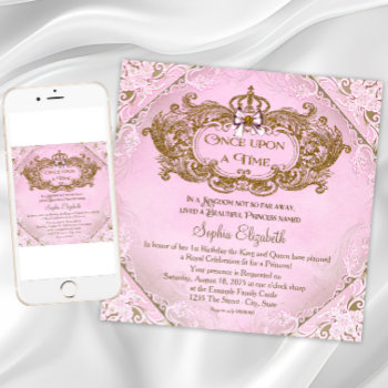 Once Upon A Time Princess 1st Birthday Invitation by InvitationCentral at Zazzle