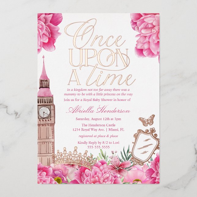 Once Upon a Time Princess Baby Shower Foil Invitation (Front)