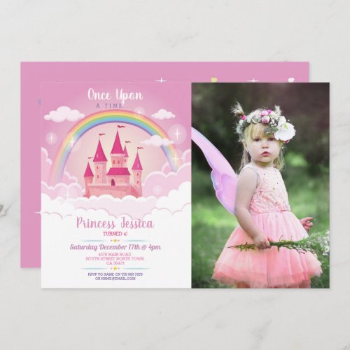 Once Upon a Time Princess Birthday Castle Photo Invitation
