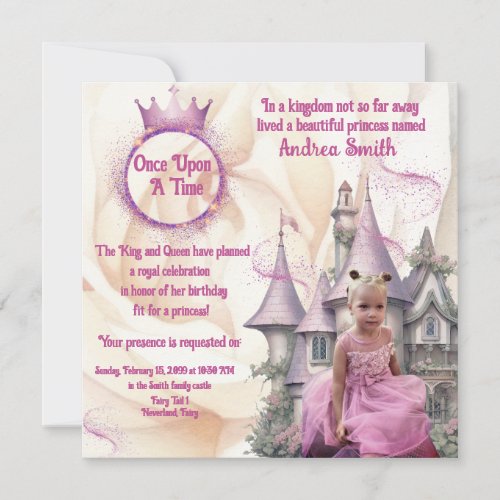 Once Upon A Time Princess Birthday Party Age 1_10 Invitation