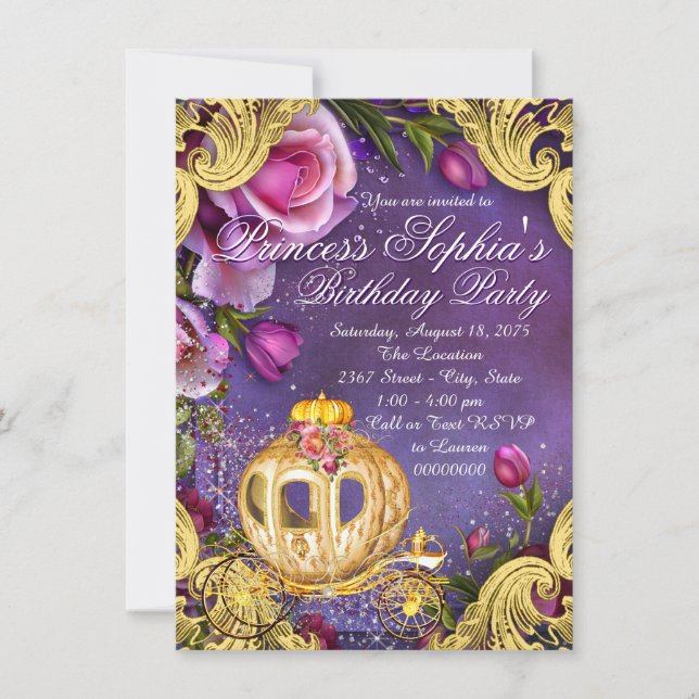 Once Upon A Time Princess Birthday Party Invitation (Front)