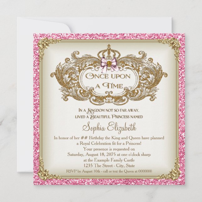 Once Upon a Time Princess Birthday Party Invitation (Front)