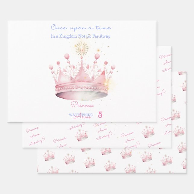 Once upon a time, Princess Birthday Wrapping Paper Sheets (Set)
