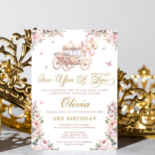 Once Upon A Time Princess Carriage Birthday Invitation