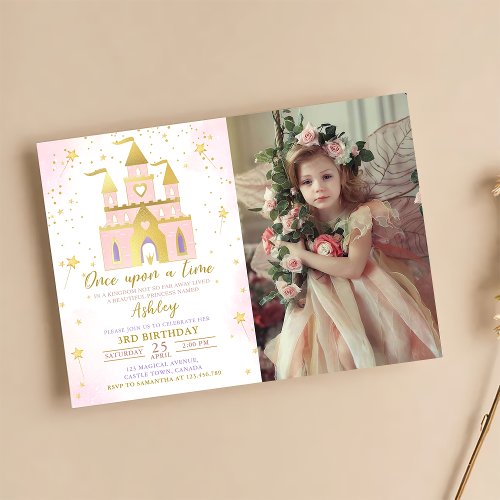 Once Upon a Time Princess Castle Girl Birthday Invitation