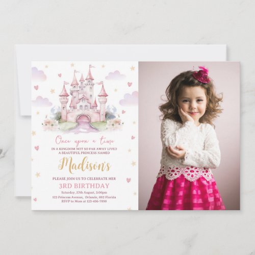 Once Upon a Time Princess Castle Photo Invitation