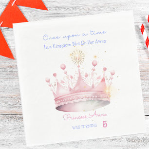 Once upon a time, Princess crown Birthday Napkins