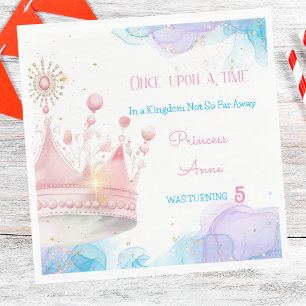 Once upon a time, Princess crown Birthday Napkins