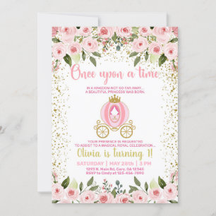 Once upon a time princess girl birthday invitation