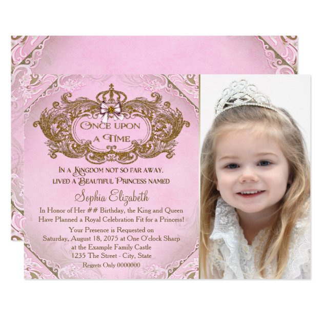 Once Upon A Time Princess Photo Birthday Party Card