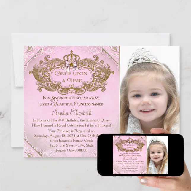 Once Upon a Time Princess Photo Birthday Party Invitation | Zazzle