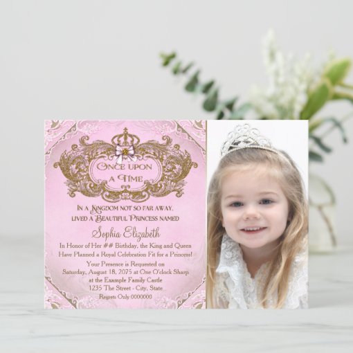 Once Upon a Time Princess Photo Birthday Party Invitation | Zazzle