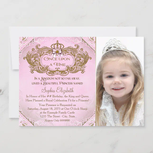 Once Upon a Time Princess Photo Birthday Party Invitation | Zazzle