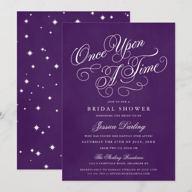 Once Upon A Time Shower Invitations Royal Purple (Front/Back)