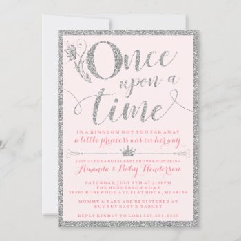 Once Upon A Time Silver Princess Baby Shower Invitation by DBDM_Creations at Zazzle