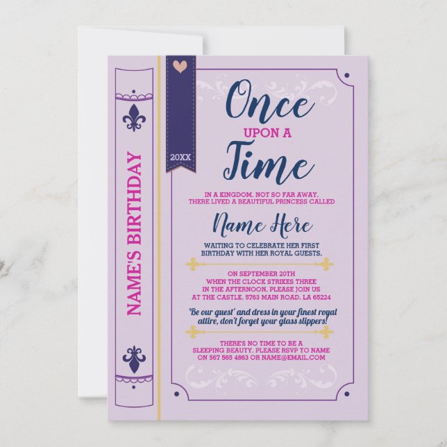 Once Upon A Time Story Book Birthday Princess Invitation (Front)