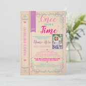 Once Upon A Time Story Tale Book Birthday Photo Invitation (Standing Front)