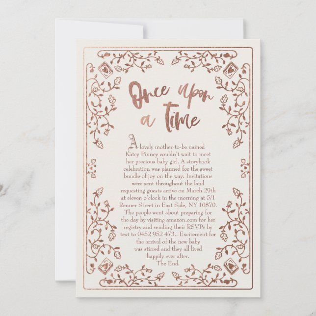 Once Upon A Time Storybook Baby Shower Invitation (Front)
