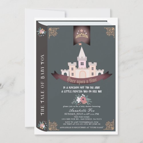Once Upon A Time Storybook Black Baby Shower Invitation