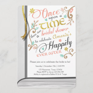 Once Upon a Time Storybook Bridal shower Pink Invitation