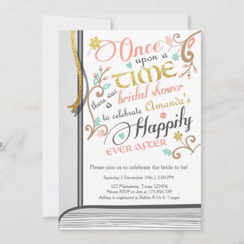 Once Upon a Time Storybook Bridal shower Pink Invitation
