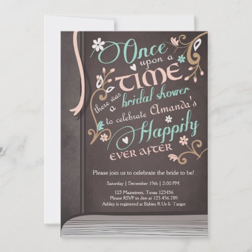Once Upon a Time Storybook Bridal shower Pink Invitation