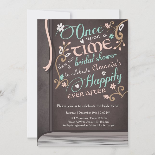 Once Upon a Time Storybook Bridal shower Pink Invitation (Front)