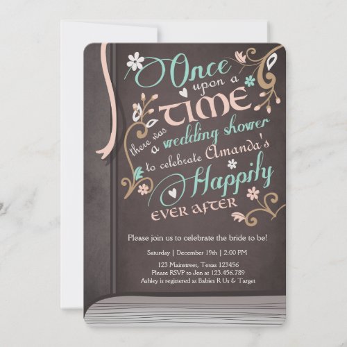 Once Upon a Time Storybook Wedding Shower Pink Invitation