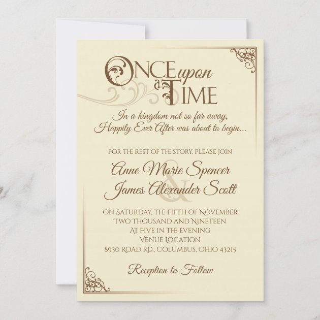 SAMPLE ONLY Wedding/Evening Invitations Postcard Fairytale Once Upon a Time flat 